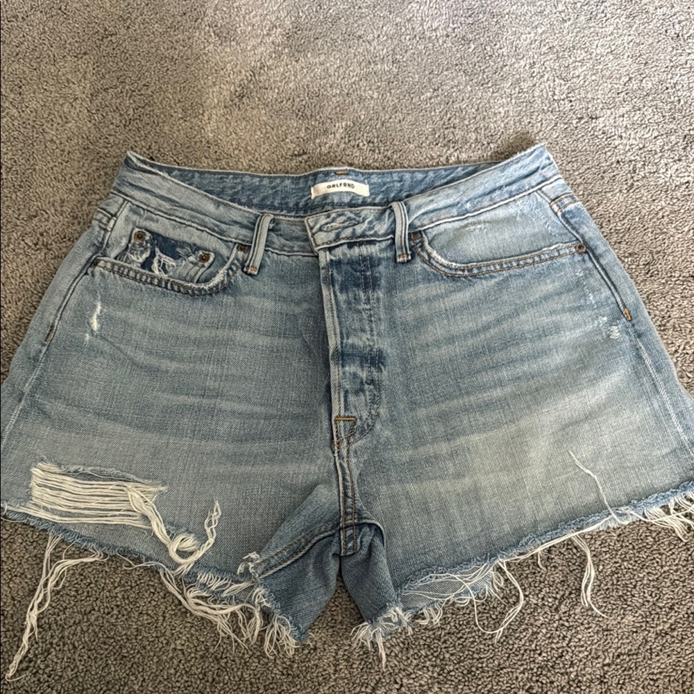 GRLFRND Light Blue Distressed Helena Jean Shorts